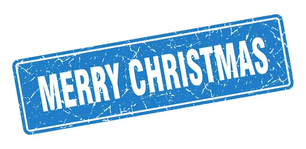 Joyeux Timbre Noël Joyeux Noël Vintage Étiquette Bleue Signe — Image vectorielle