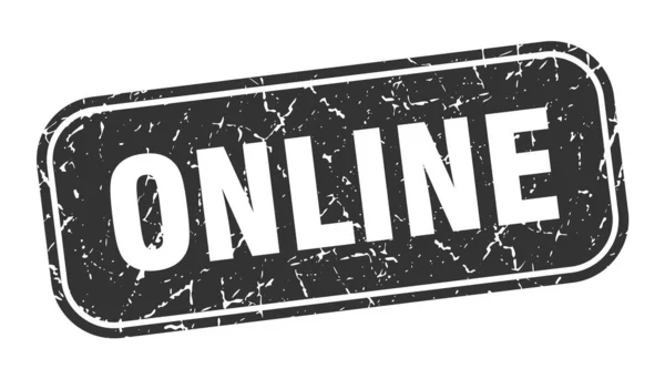Timbro Online Online Quadrato Grungy Segno Nero — Vettoriale Stock