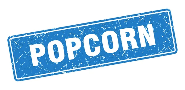 Popcorn Briefmarke Popcorn Vintage Blue Label Zeichen — Stockvektor