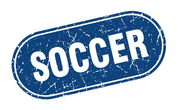Soccer Sign Soccer Grunge Blue Stamp Label — Stock Vector