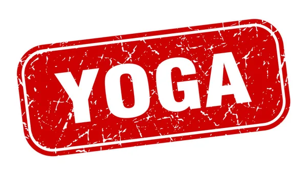 Sello Yoga Yoga Cuadrado Grungy Signo Rojo — Vector de stock