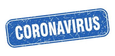 Coronavirus pulu. Coronavirus kare grungy mavi işareti