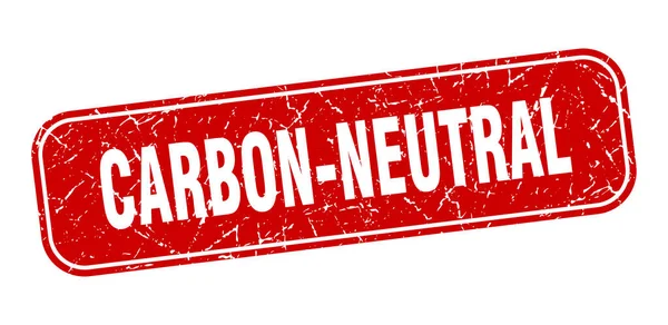 Sello Neutro Carbono Signo Rojo Grueso Cuadrado Neutro Carbono — Vector de stock
