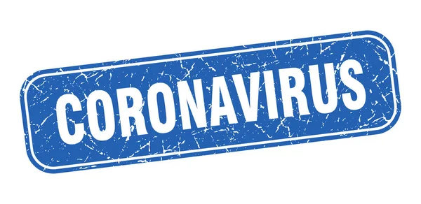 Coronavirus Briefmarke Coronavirus Quadratisch Grungy Blaues Zeichen — Stockvektor