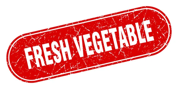 新鮮な野菜のサインだ 新鮮な野菜のグランジ レッド スタンプ ラベル — ストックベクタ