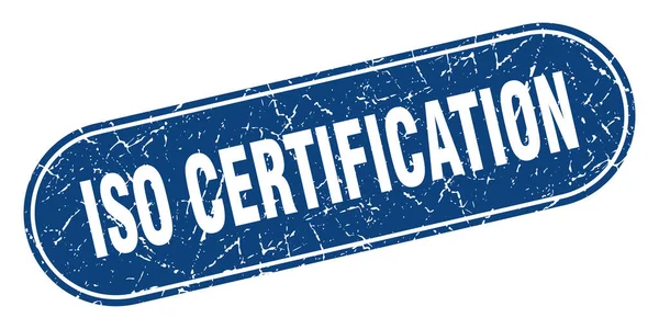 Señal Certificación Iso Iso Certificación Grunge Sello Azul Etiqueta — Vector de stock