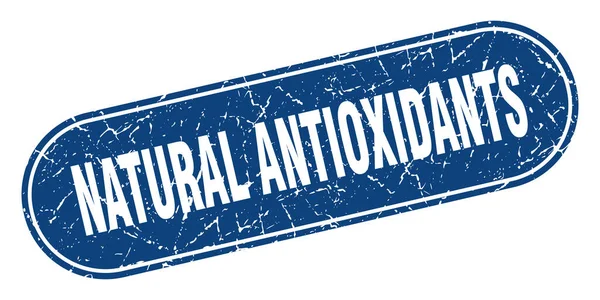 Doğal Antioksidan Işaretleri Doğal Antioksidanlar Mavi Damgalı Etiket — Stok Vektör