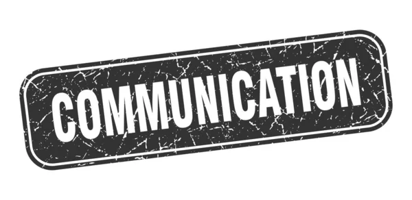 Timbre Communication Communication Carré Grungy Signe Noir — Image vectorielle