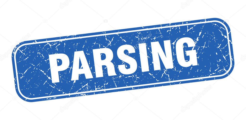 parsing stamp. parsing square grungy blue sign