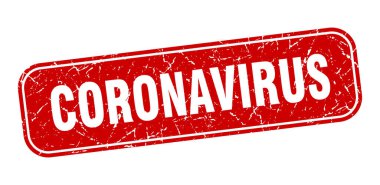 Coronavirus pulu. Coronavirus kare grungy kırmızı işareti