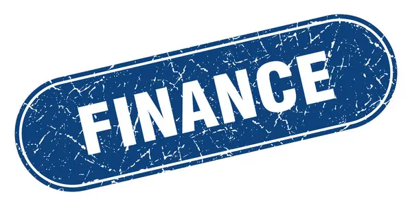 Finanzzeichen Finance Grunge Blue Stempel Etikett — Stockvektor