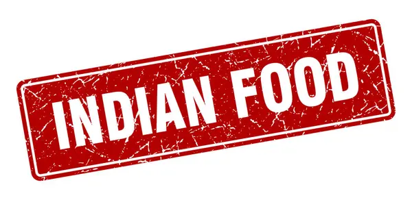 Indian Food Stamp Indian Food Vintage Red Label Sign — Stock Vector
