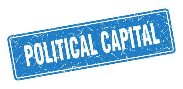 Timbre Capital Politique Capital Politique Vintage Label Bleu Signe — Image vectorielle