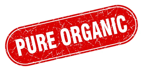 Saf Organik Işaret Saf Organik Grunge Kırmızı Damga Etiket — Stok Vektör