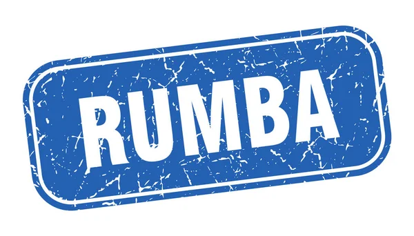 Carimbo Rumba Rumba Quadrado Grungy Sinal Azul — Vetor de Stock