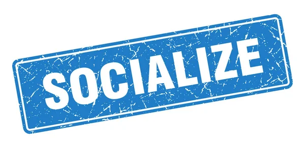 Socialize Stamp Socialize Vintage Blue Label Sign — Stock Vector