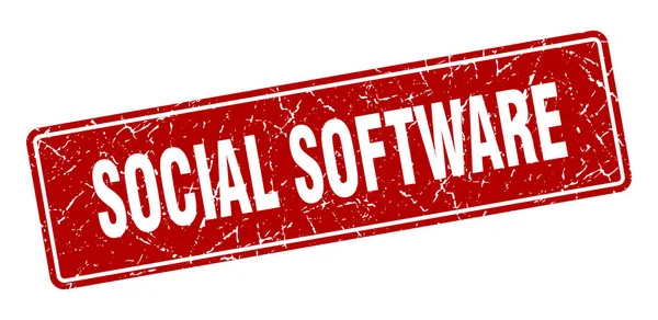 Timbro Del Software Sociale Social Software Vintage Etichetta Rossa Firma — Vettoriale Stock