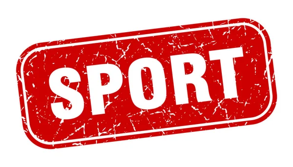 Sportstempel Sport Vierkante Grungy Rood Teken — Stockvector