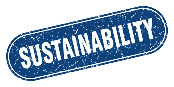 Hållbarhetsmärke Hållbarhet Grunge Blå Stämpel Märkning — Stock vektor