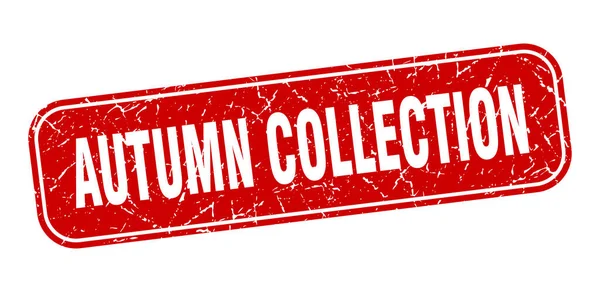 Timbre Collection Automne Collection Automne Carré Grungy Signe Rouge — Image vectorielle