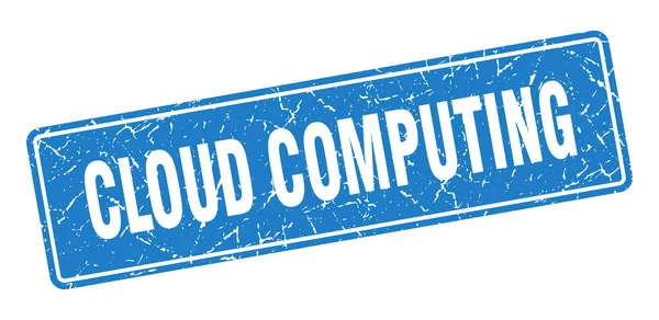 Sello Computación Nube Cloud Computing Etiqueta Azul Vintage Señal — Vector de stock