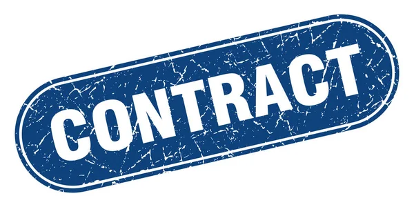 Signature Contrat Contrat Timbre Bleu Grunge Étiquette — Image vectorielle