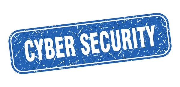 Cybersäkerhetsstämpel Cyber Säkerhet Kvadrat Grungy Blå Tecken — Stock vektor