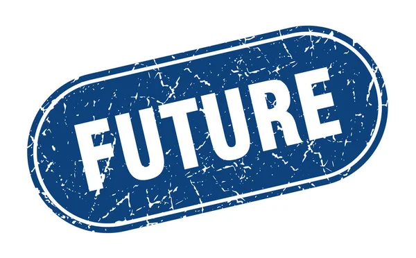 Signe Futur Futur Timbre Bleu Grunge Étiquette — Image vectorielle