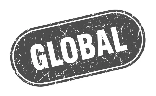 Segno Globale Timbro Nero Grunge Globale Marchio — Vettoriale Stock