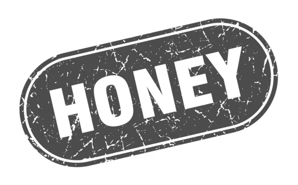 蜂蜜标志 蜂蜜磨擦黑色邮票 — 图库矢量图片