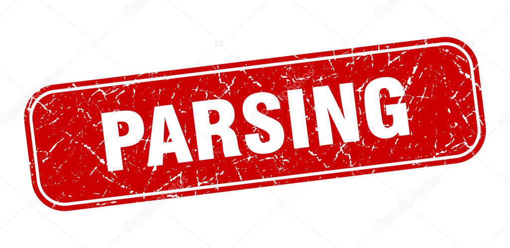 parsing stamp. parsing square grungy red sign