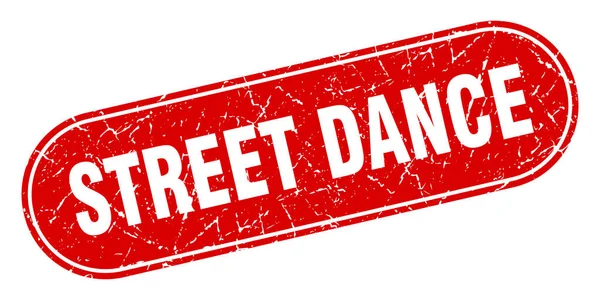 ストリートダンスの看板 ストリートダンスグランジレッドスタンプ ラベル — ストックベクタ