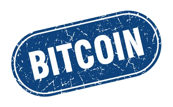 Segno Bitcoin Bitcoin Grunge Timbro Blu Marchio — Vettoriale Stock