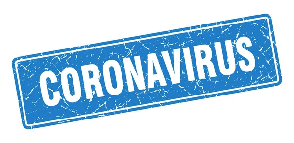 Carimbo Coronavírus Coronavirus Etiqueta Azul Vintage Assinatura — Vetor de Stock
