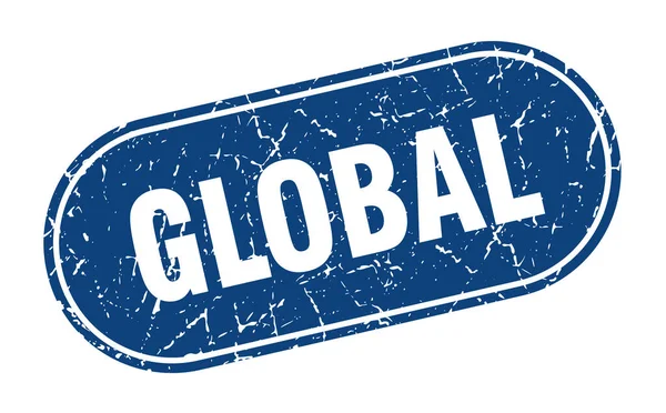 地球規模のサイン グローバルグランジブルースタンプ ラベル — ストックベクタ
