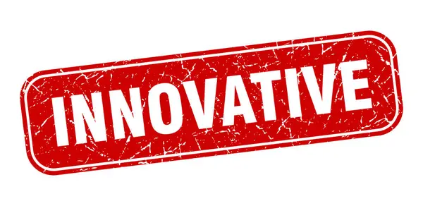 Innovatív Bélyegző Innovatív Négyzet Grungy Piros Tábla — Stock Vector