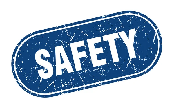 Safety Sign Safety Grunge Blue Stamp Label — Stock Vector