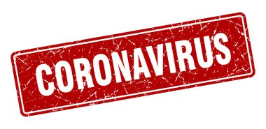 Coronavirus pulu. Coronavirus vintage kırmızı etiketi. İmzala