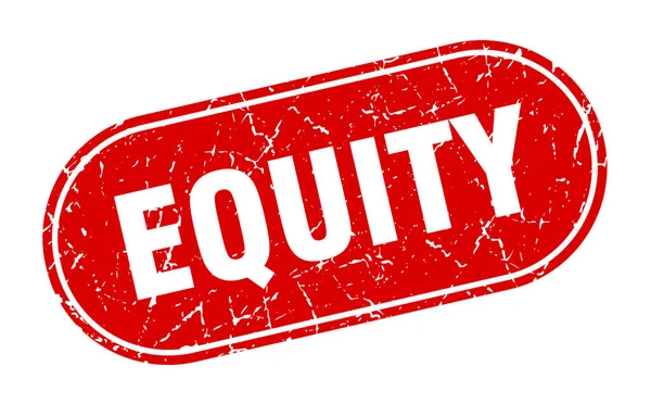 Segno Equità Equity Grunge Timbro Rosso Marchio — Vettoriale Stock