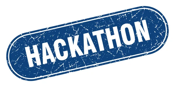 Υπογραφή Hackathon Μπλε Γραμματόσημο Hackathon Grunge Ετικέτα — Διανυσματικό Αρχείο