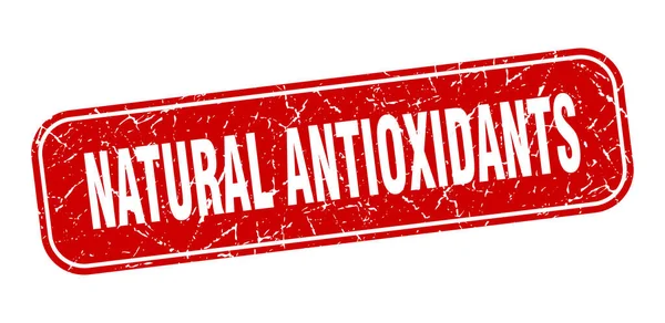 Timbro Antiossidanti Naturali Antiossidanti Naturali Quadrato Grungy Segno Rosso — Vettoriale Stock