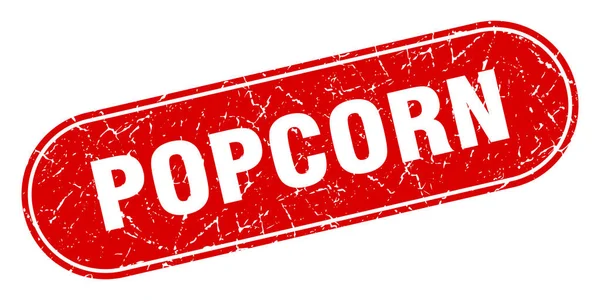Popcorn Zeichen Popcorn Grunge Red Stempel Etikett — Stockvektor