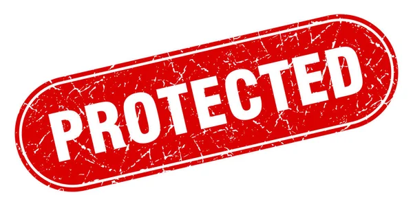 Προστατευμένο Σήμα Προστατευόμενη Κόκκινη Σφραγίδα Grunge Ετικέτα — Διανυσματικό Αρχείο