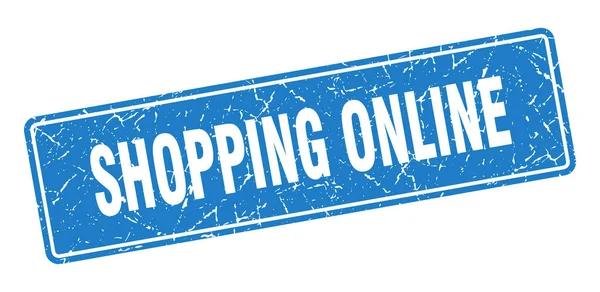 Carimbo Compras Online Compras Line Etiqueta Azul Vintage Assinatura — Vetor de Stock