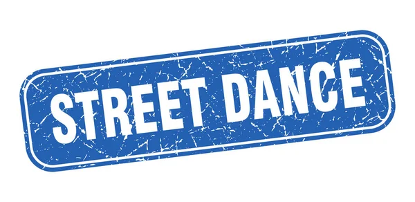 Timbre Danse Rue Rue Danse Carré Grungy Signe Bleu — Image vectorielle