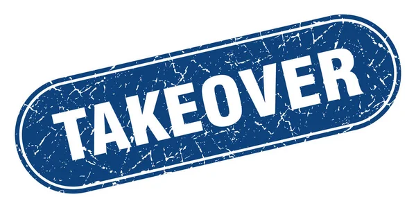 Takeover Sign Takeover Grunge Blue Stamp Label — Stock Vector