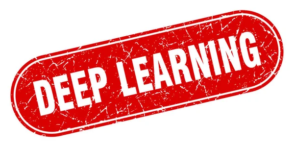 Σημάδι Βαθιάς Μάθησης Βαθιά Γνώση Grunge Κόκκινη Σφραγίδα Ετικέτα — Διανυσματικό Αρχείο