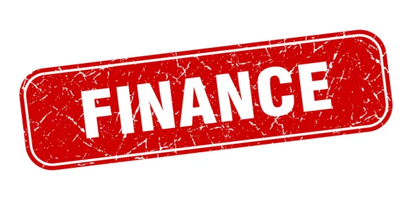 Timbre Financier Finances Carré Grungy Rouge Signe — Image vectorielle