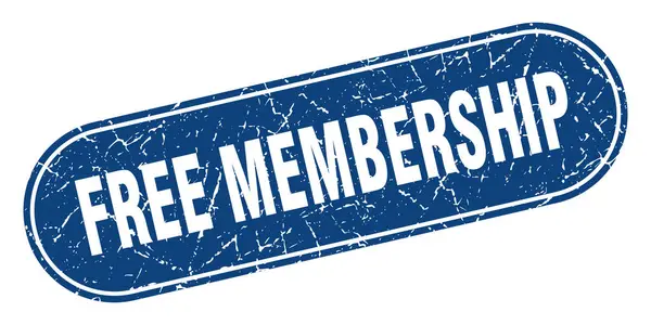 Kostenlose Mitgliedschaft Unterzeichnen Kostenlose Mitgliedschaft Grunge Blue Stamp Etikett — Stockvektor