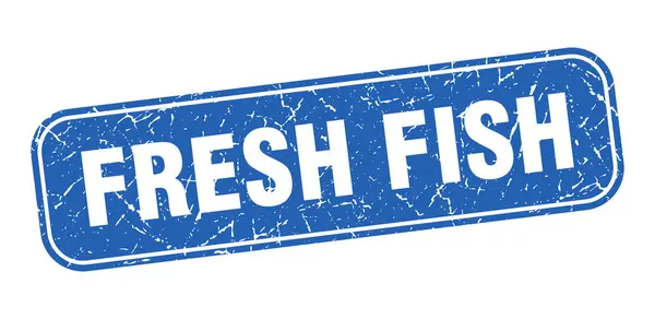Frischfisch Stempel Frischer Fisch Quadratisch Grungy Blaues Zeichen — Stockvektor